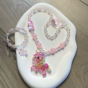 Unicorn jewelry set for kiddos - light pink